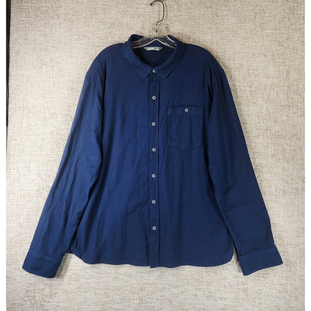Stio Lightweight Flannel Shirt Mens XL Navy Blue Organic‎ Cotton Hiking Outdoors